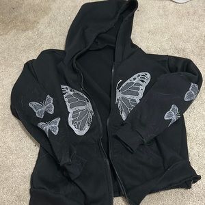 Black and white butterfly baggy sweatshirt